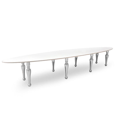 Table Ovale XL - Blanc et Argent